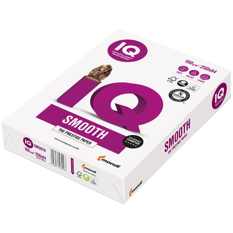 Бумага IQ Smooth, А4, 160г/м2, 250л., 170%