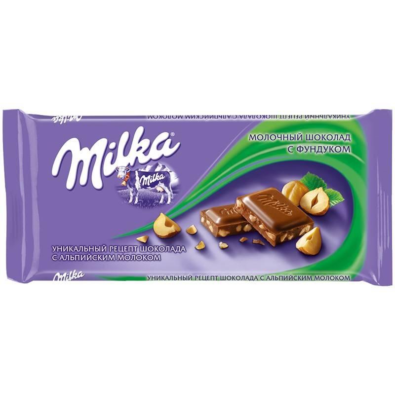 Шоколад Milka с дробленым фундуком 85 гр., флоу-пак