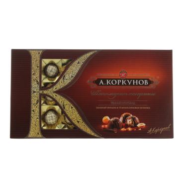 Конфеты шоколадные с цельным фундуком и темной ореховой начинкой Коркунов, 190 гр., картонная коробка