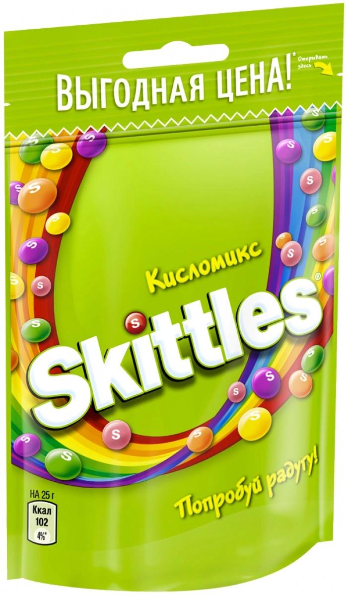 Драже Skittles в сахарной глазури Кисломикс, 100 гр., флоу-пак