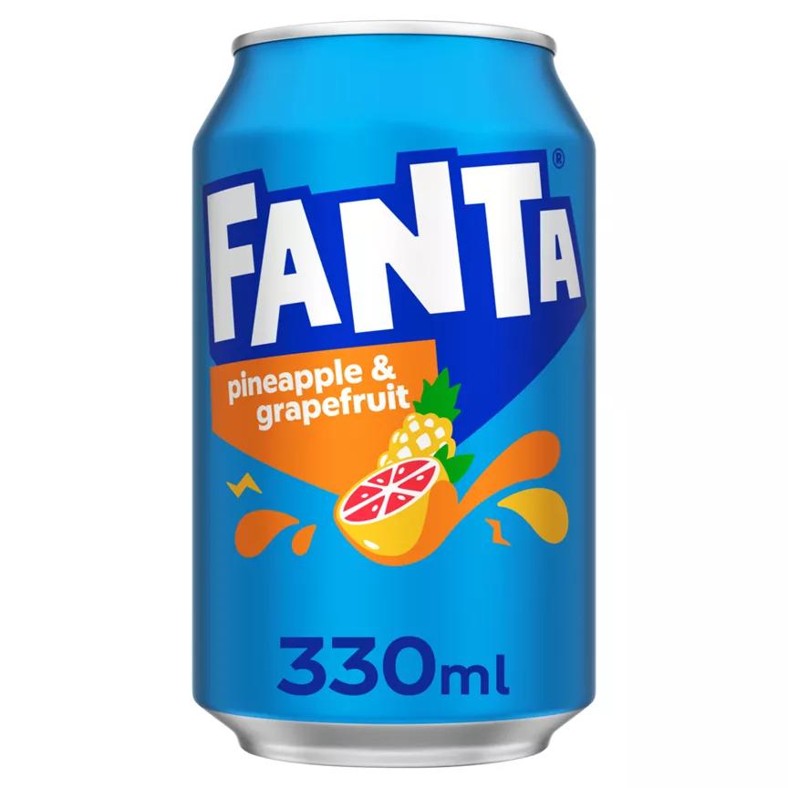 Напиток газированный Fanta ананас грейпфрут Великобритания 330 мл., ж/б