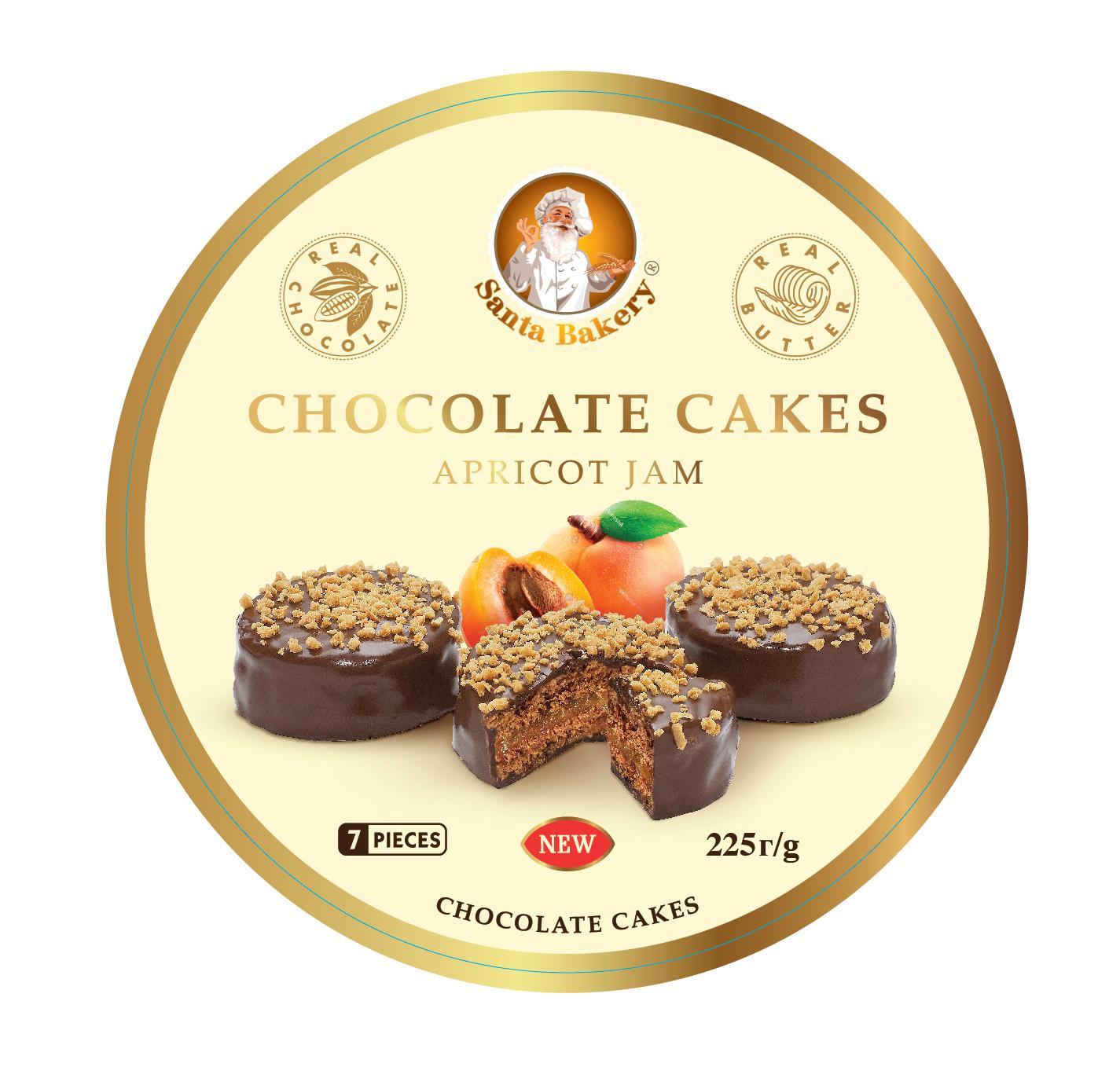 Пирожные Santa Bakery Chocolate Cakes Apricot Jam 225 гр., ж/б