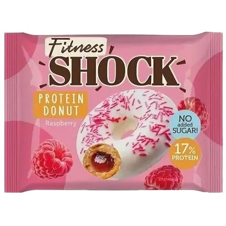 Печенье протеиновое донат FitnesShock с малиновой начинкой 70 гр., флоу-пак