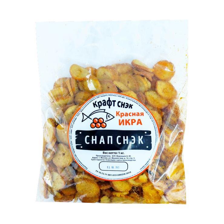 Гренки крафтовые Крафт Снэк Снапсы белые красная икра 1 кг., пакет