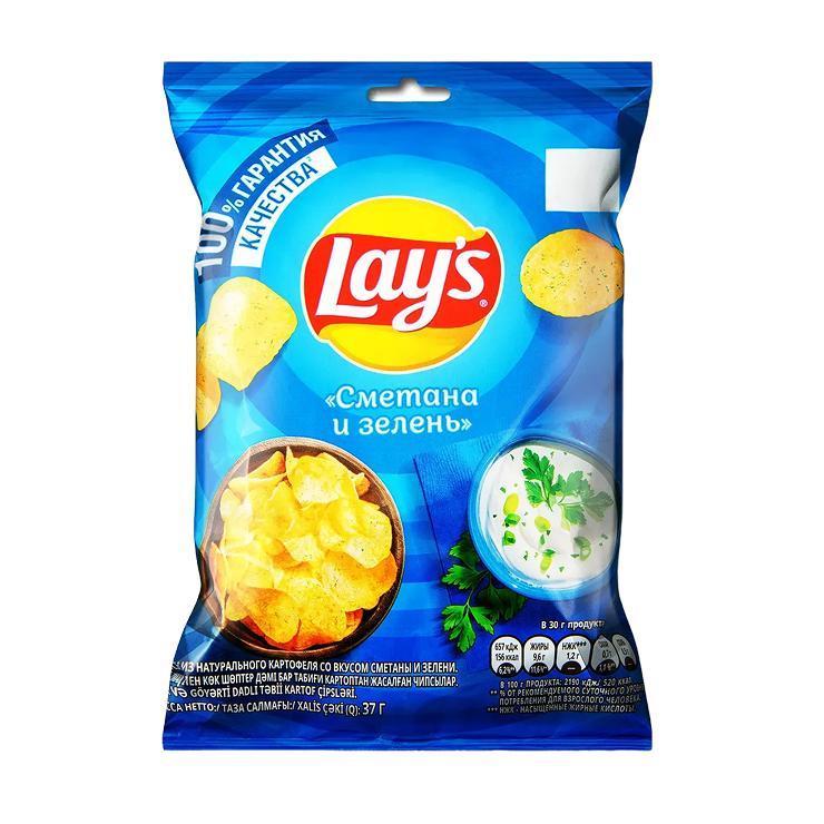 Чипсы Lay's сметана зелень 37 гр., флоу-пак