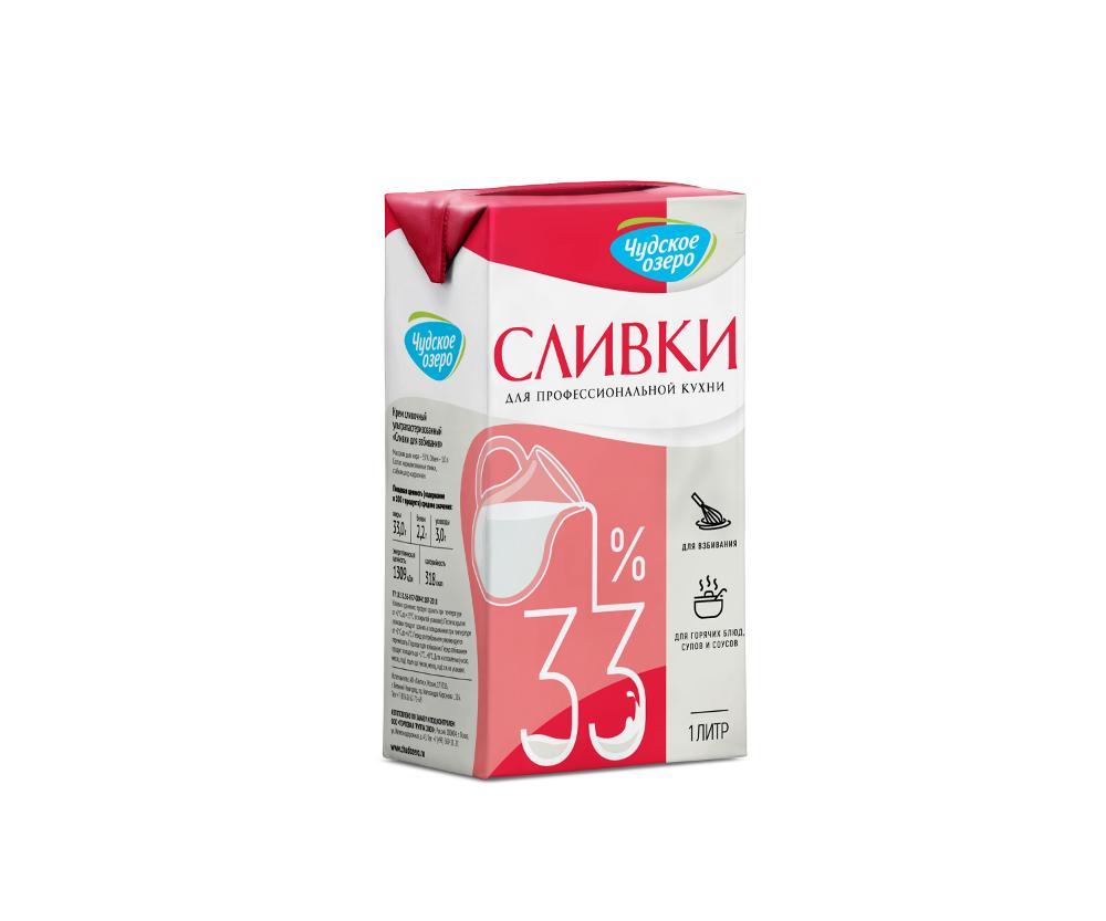 Сливки питьевые ультрапастеризованные 35% Чудское озеро, 1 л., тетра-пак
