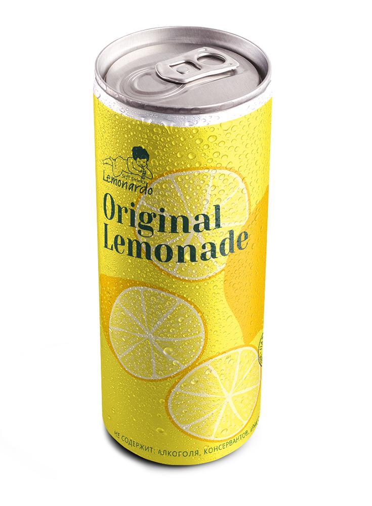 Напиток газированный Lemonardo Original Lemonade маракуйя без сахара 330 мл., ж/б