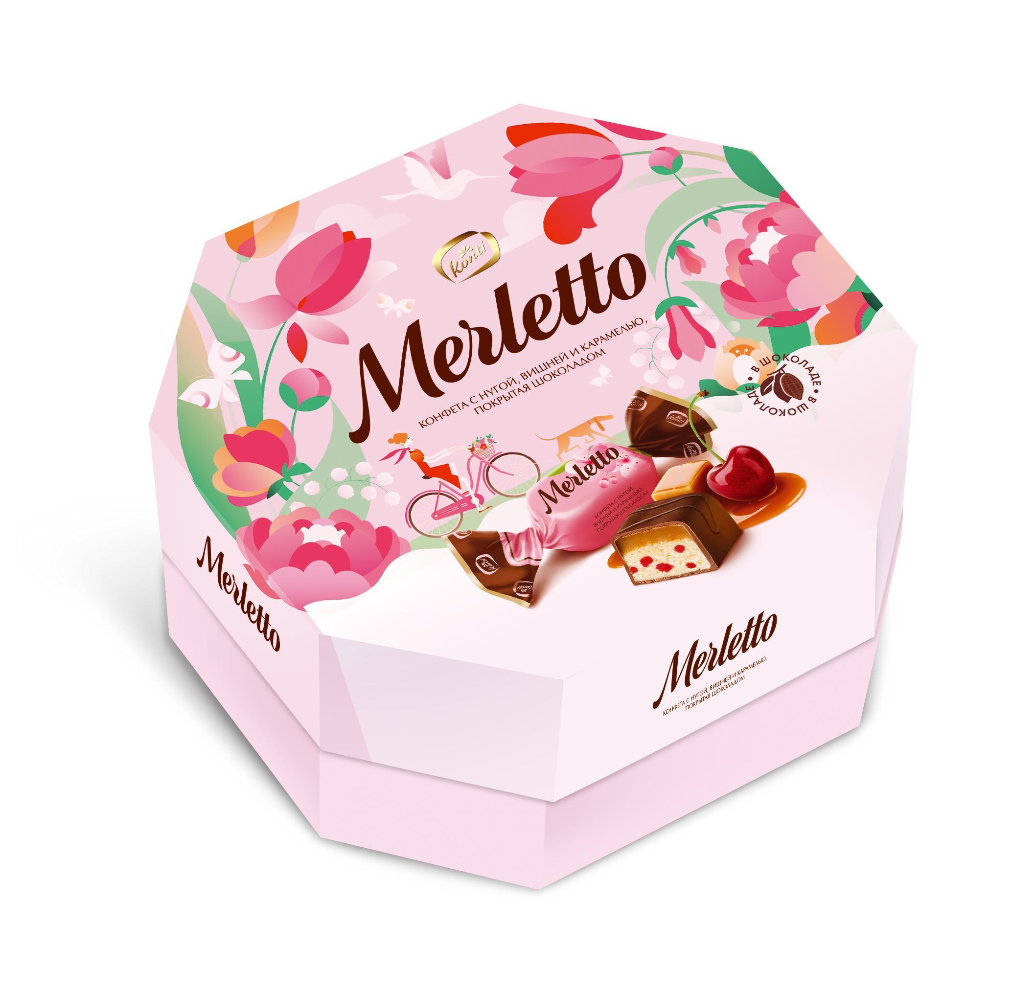 Конфеты Merietto с нугой и вишней 150 гр., картон
