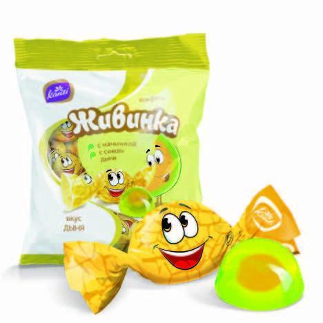 Конфеты Konti желейные дыня Живинка, 250 гр., флоу-пак