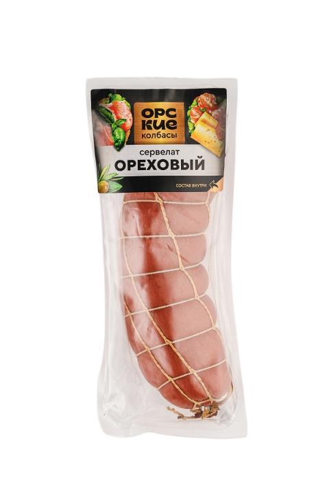 Сервелат Орский Мясокомбинат Ореховый п/к з/с 1 кг., оболочка