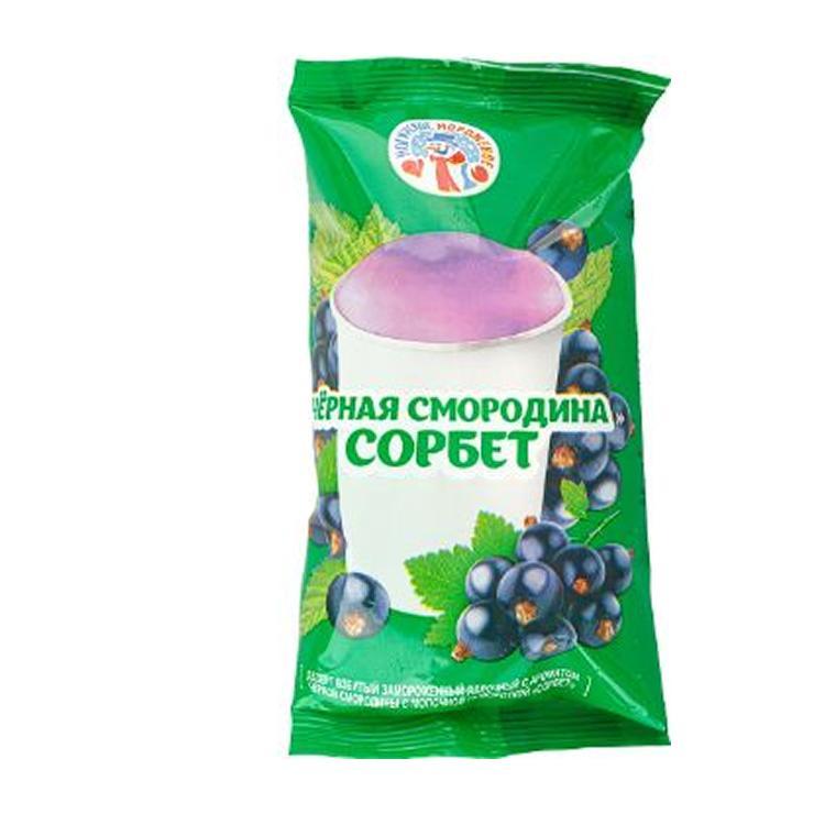 Мороженое пломбир Ногинское мороженое сорбет черная смородина в бумажном стаканчике 80 гр., флоу-пак