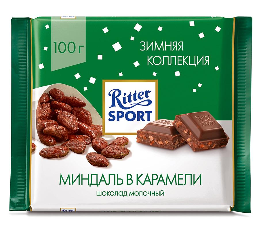 Шоколад Ritter Sport Миндаль в карамели молочный 100 гр., флоу-пак