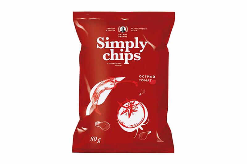 Чипсы картофельные Simply chips острый томат 80 гр., флоу-пак