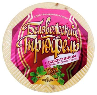 Сыр Беловежские сыры Беловежский трюфель с пажитником и грецким орехом 40%, 200 гр., пленка