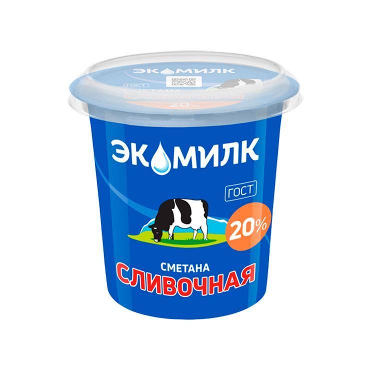 Сметана Экомилк Сливочная 20% 300 гр., стакан