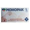 Перчатки Monopak виниловые, неопудренные, молочные, 100 шт., размер L, картон