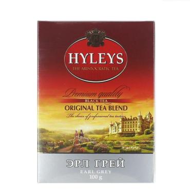 Чай Hyleys Earl Grey крупнолистовой черный, 100 гр., картон
