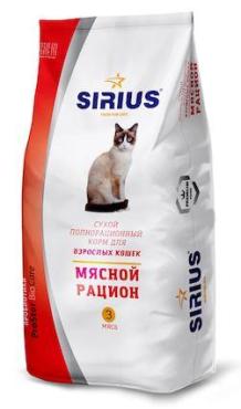 Корм сухой для взрослых кошек, Sirius Мясной Рацион, 400 гр., пластиковый пакет