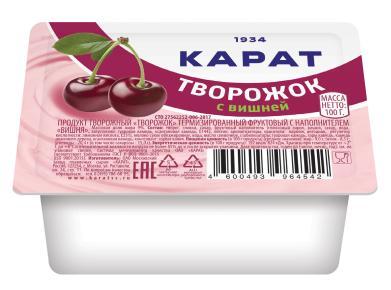 Творожок Карат вишня 9% 100 гр., стакан