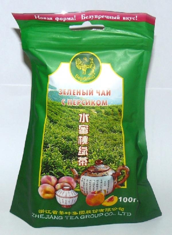 Чай Верблюд зеленый с персиком, 100 гр., пакет