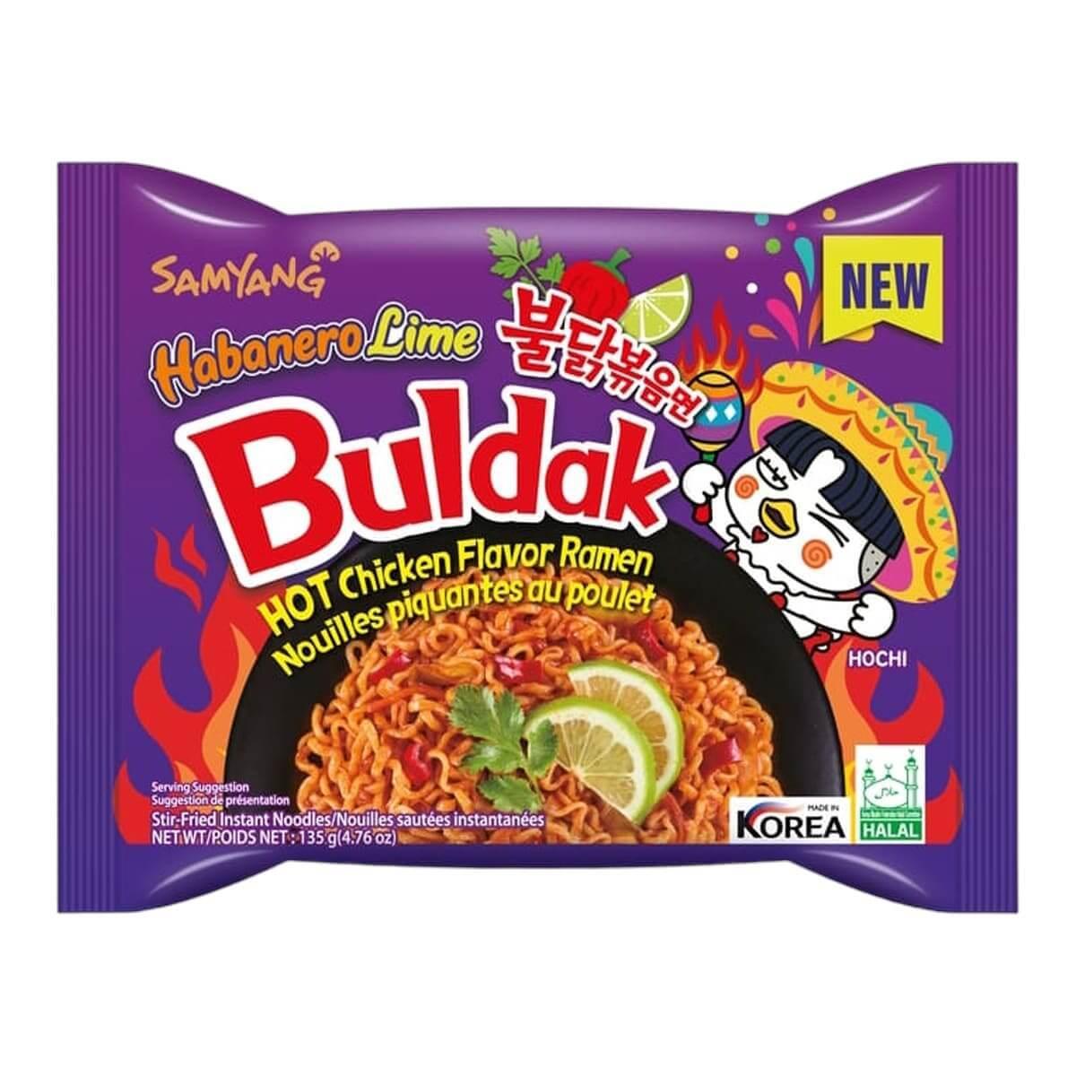 Лапша быстрого приготовления Samyang Buldak Hot Chicken Flavor Ramen Habanero Lime 135 гр., флоу-пак