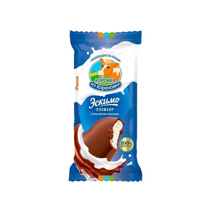 Мороженое Коровка из Кореновки эскимо в бельгийском шоколаде 70 гр., флоу-пак