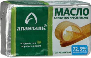 Масло сливочное крестьянское 72,5% Аланталь 5 кг., фольга