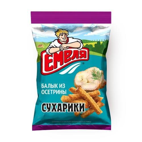 Сухарики Емеля со вкусом балыка из осетрины 90 гр., флоу-пак