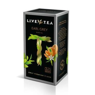 Чай черный с бергамотом 25 пакетиков Live Tea Earl Grey 50 гр., картонная коробка