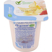 Йогурт Нежный с соком банана и клубники 1,2%, Campina, 100 гр, ПЭТ