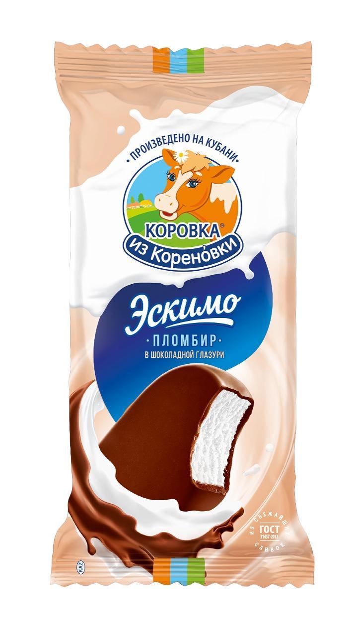 Эскимо Коровка из Кореновки пломбир в шоколадной глазури 60 гр., флоу-пак