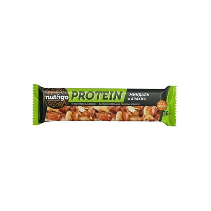 Батончик Nut&Go Protein миндаль арахис арахисовая паста 40 гр., флоу-пак
