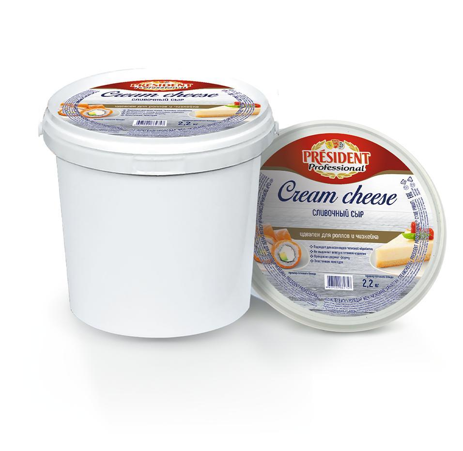 Сыр President  Professional Cream cheese для роллов и чизкейка творожный сливочный, 2,2 кг., ПЭТ