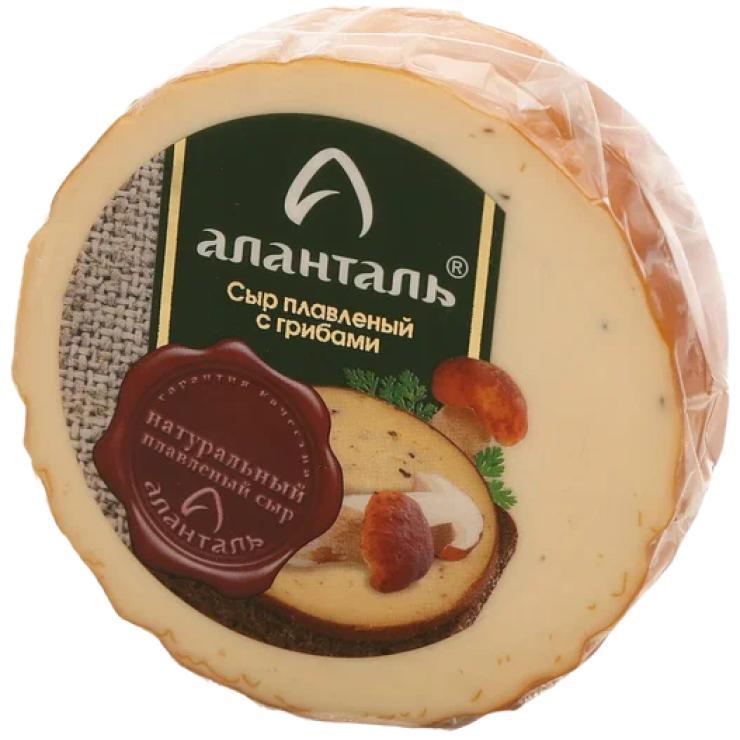 Сыр Аланталь 40% плавленный копченый с грибами слайсы 150 гр., обертка