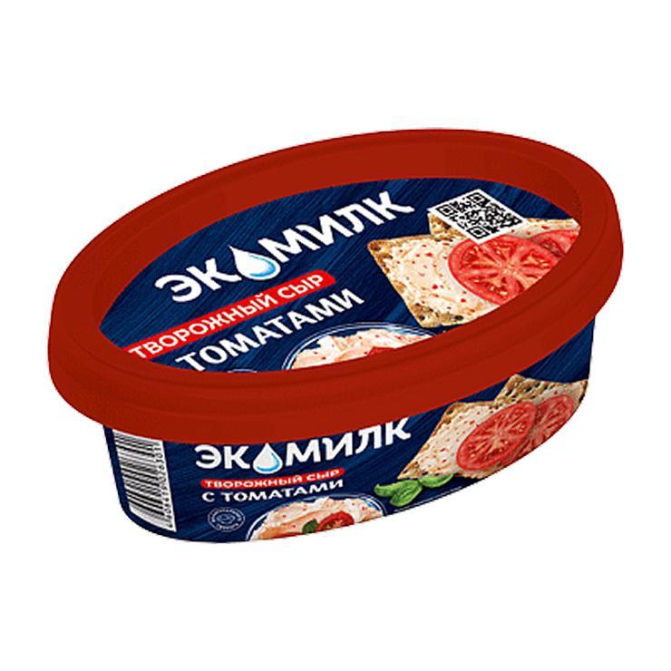 Сыр Экомилк творожный с томатами 60% 120 гр., пластиковый контейнер