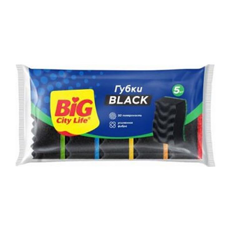Губки кухонные Big city life Black diamond крупнопористые 5 шт., флоу-пак
