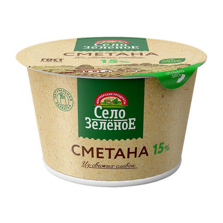 Сметана Село Зелёное 15% 180 гр., стакан