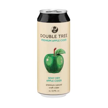 Сидр DOUBLE TREE полусухой зеленое яблоко, 500 мл., ж/б