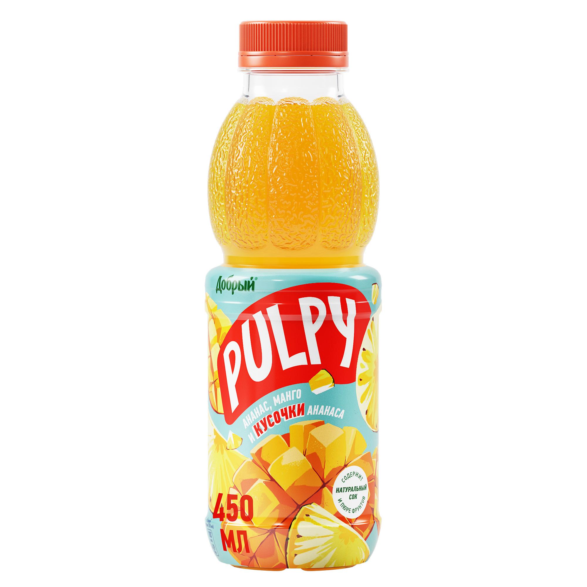 Напиток сокосодержащий Pulpy Ананас-Манго 450 мл., ПЭТ