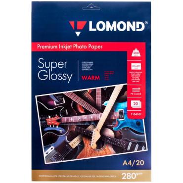 Бумага А4 для стр. принтеров Lomond, 280г/м2 (20л) супергл.