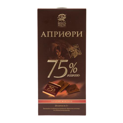 Шоколад Верность качеству Априори Горький 75% какао