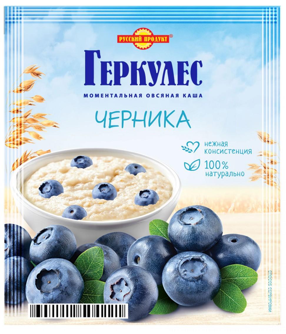 Геркулес моментальная овсяная каша Черника, Русский продукт, 35 гр., флоу-пак