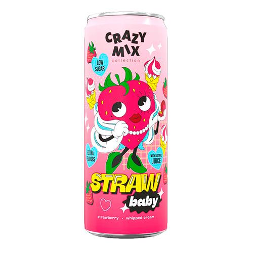 Напиток газированный Crazy Mix Straw Baby 330 мл., ж/б