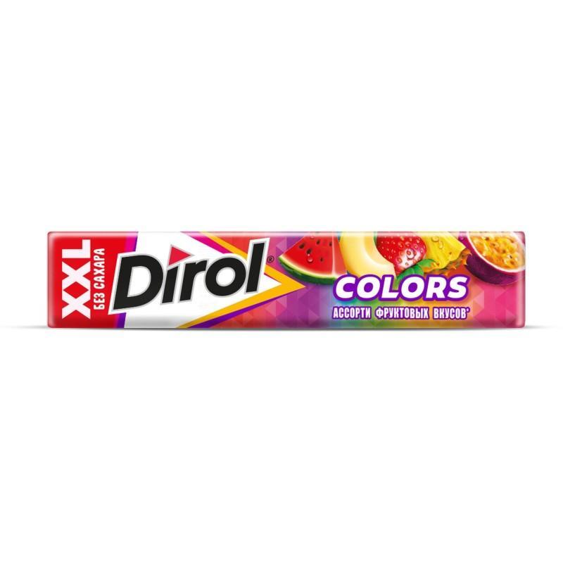 Резинка жевательная Dirol Colors XXL ассорти фруктовых вкусов 19 гр., бумага
