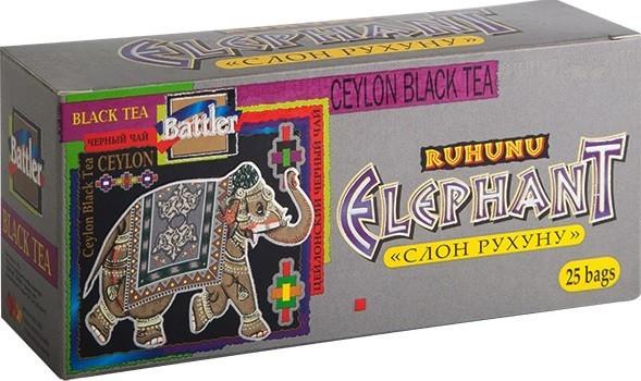 Чай Battler Слон Рухуну черный, 25 пакетов, 50 гр., картон