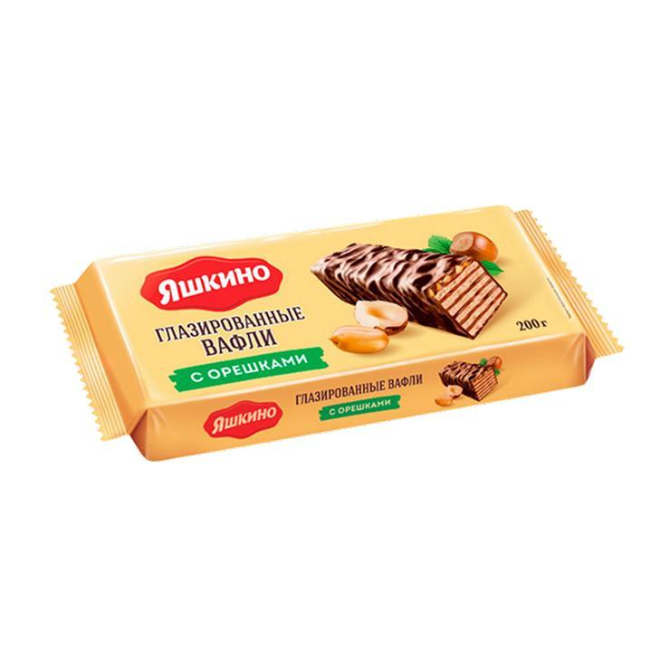 Вафли Яшкино с орешками глазированные 200 гр., флоу-пак