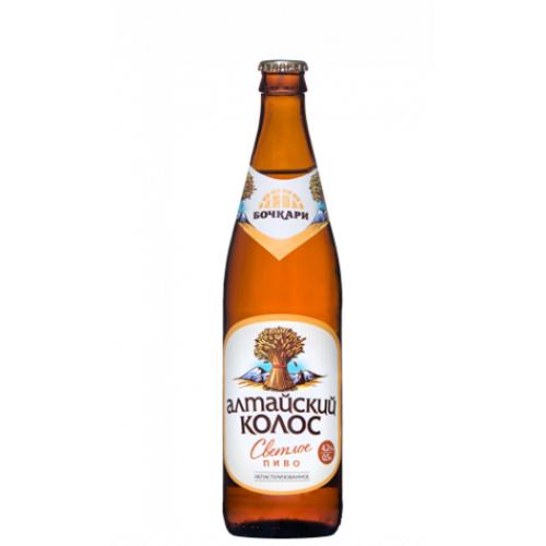 Пиво Бочкари Алтайский колос светлое фильтрованное непастеризованное 4,2% 500 мл., стекло