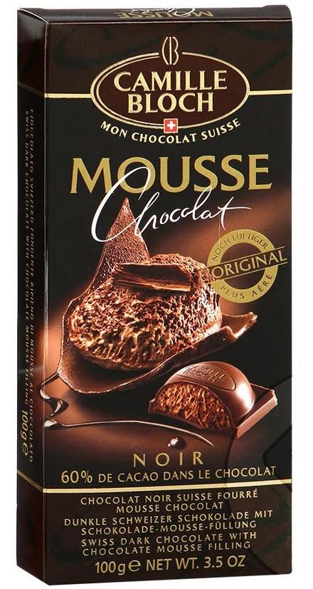 Шоколад Camille Bloch горький MOUSSE NOIR с начинкой из шоколадного мусса 100 гр., картон