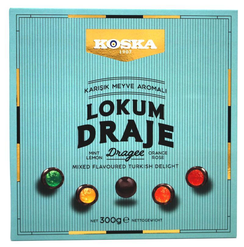 Мини-лукум KOSKA ассорти вкусов в темном шоколаде 300 гр., картон