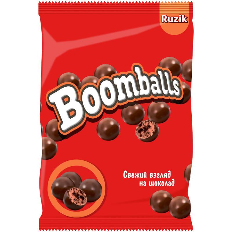 Конфеты РУЗИК Boomballs в молочном шоколаде с хрустящим шариком 100 гр., флоу-пак